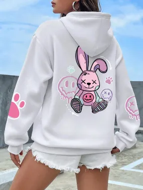 Casual Printed Female Hoodies Oversize Loose Sweatshirts