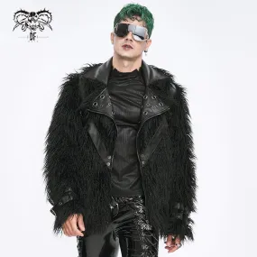 Men's Punk Turn-down Collar Faux Fur Jacket