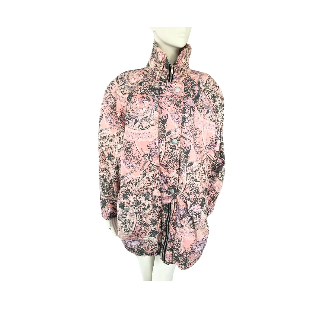 Abstract Print Vintage Ski Jacket Pink SIZE 14