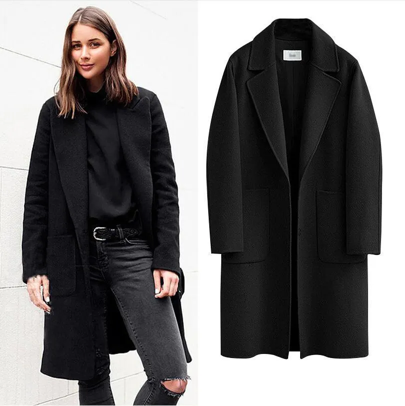 Amozae winter outfits men Autumn and Winter Women's Double-Sided Woolen Coat Long Loose Woolen Coat for Women