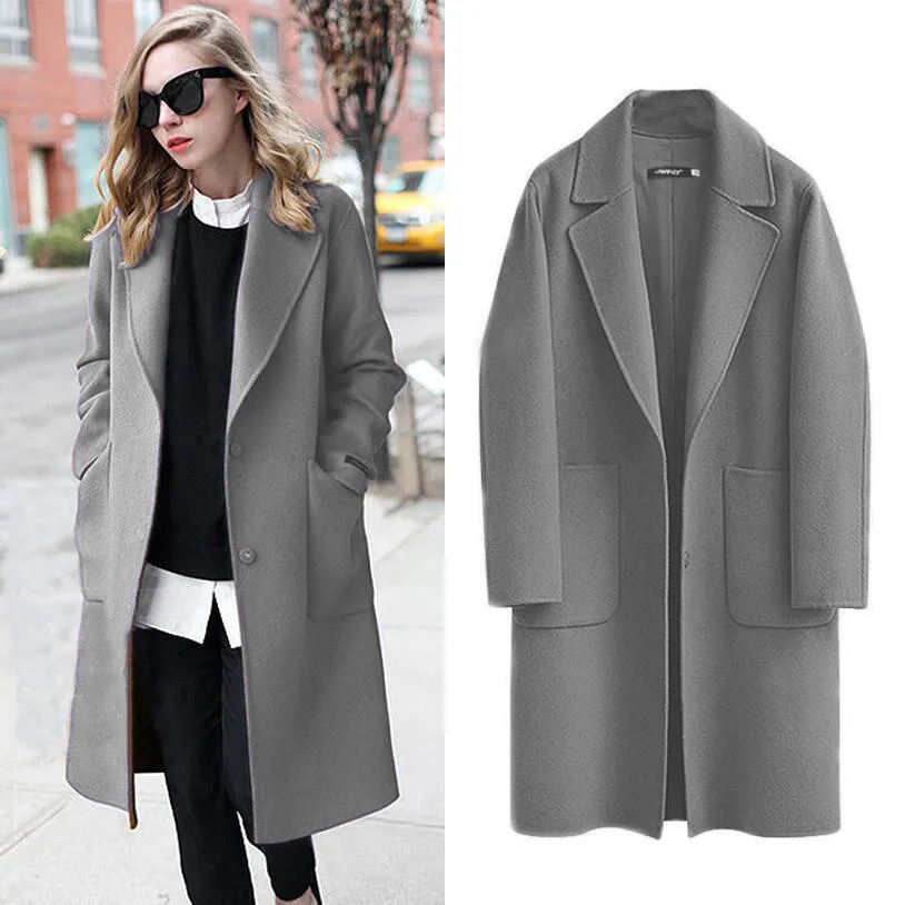 Amozae winter outfits men Autumn and Winter Women's Double-Sided Woolen Coat Long Loose Woolen Coat for Women