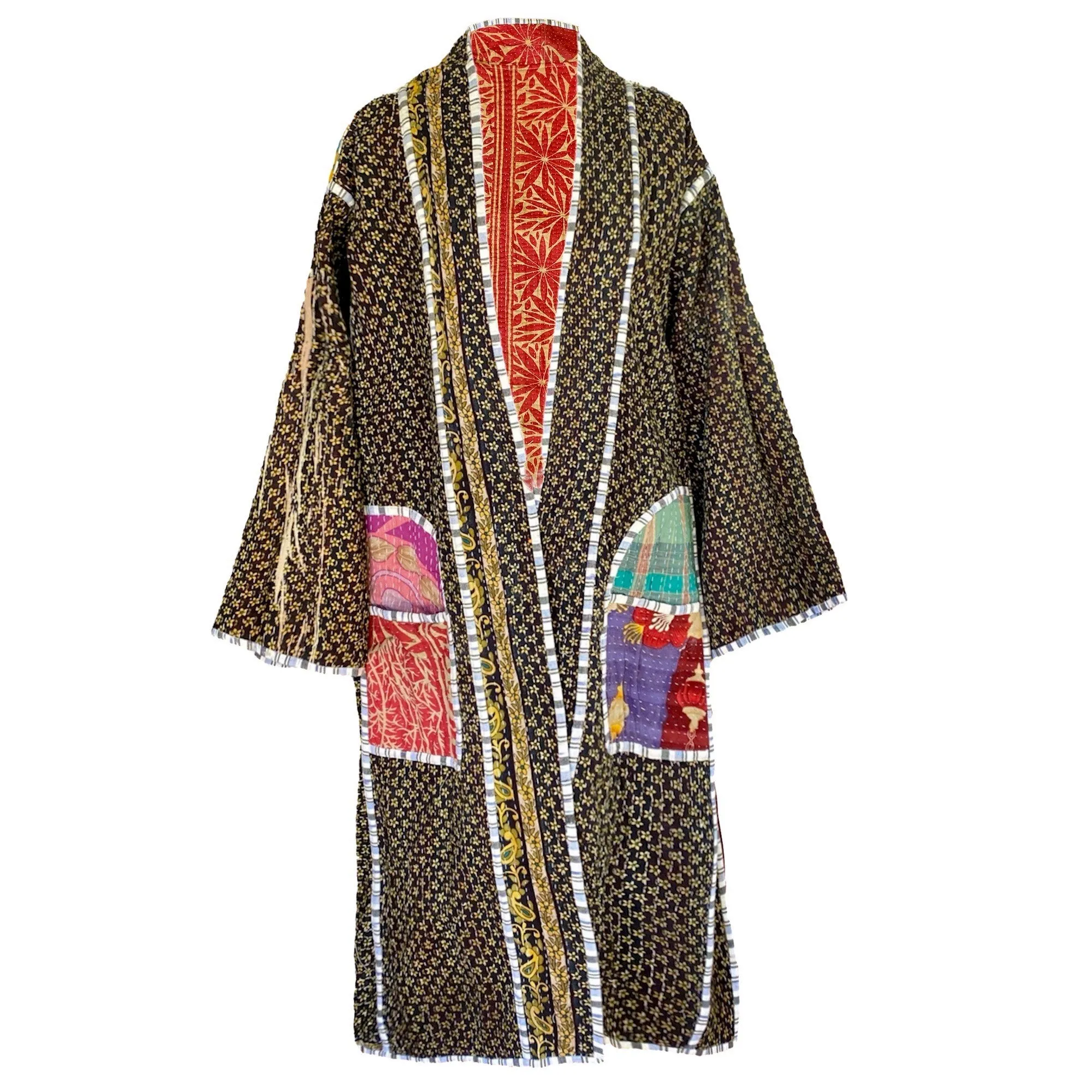 Anvi Cotton Vintage Quilted Kantha Coat ONE OF KIND