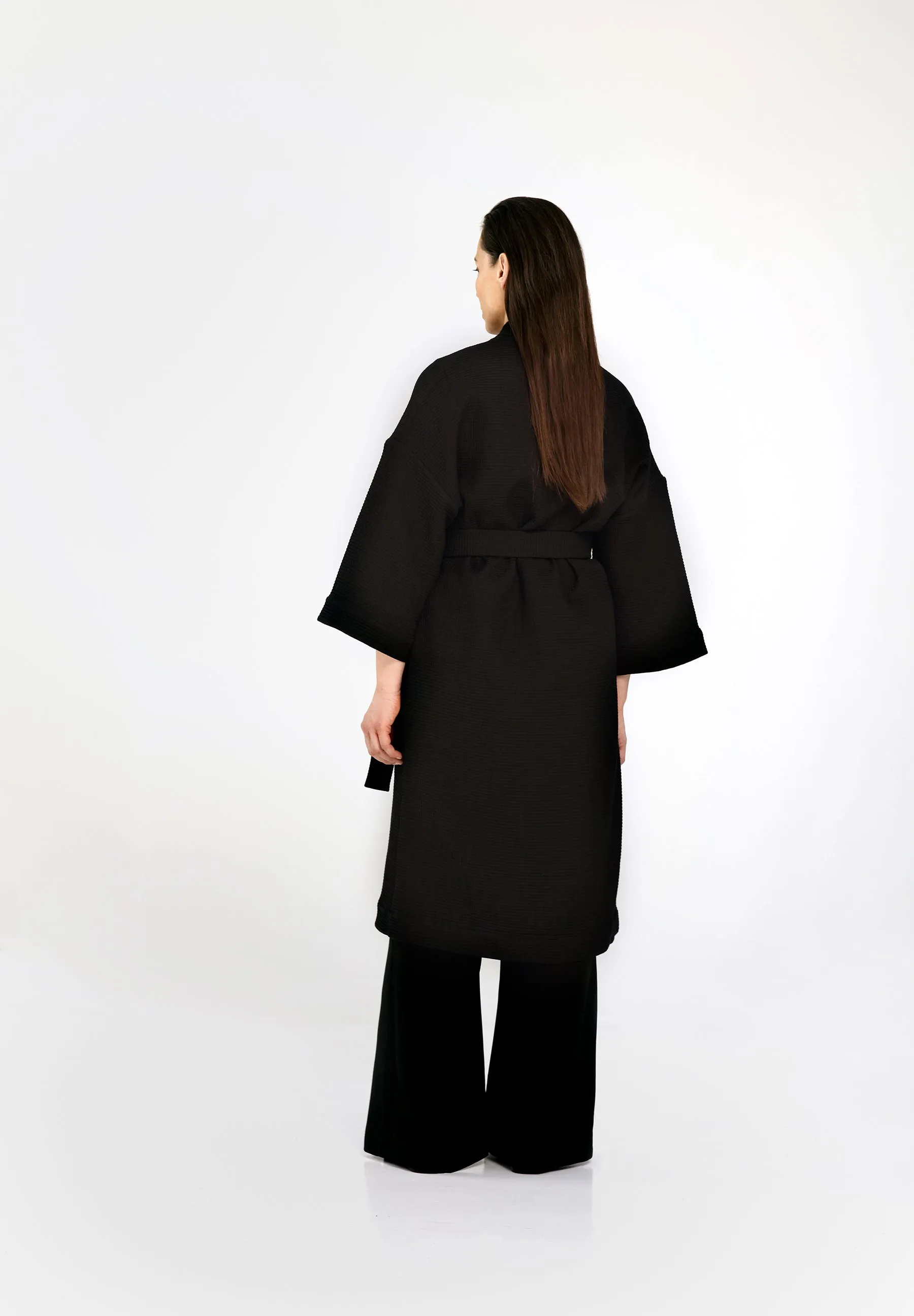 ASTORIA KIMONO WRAP JACKET -  Black quilted