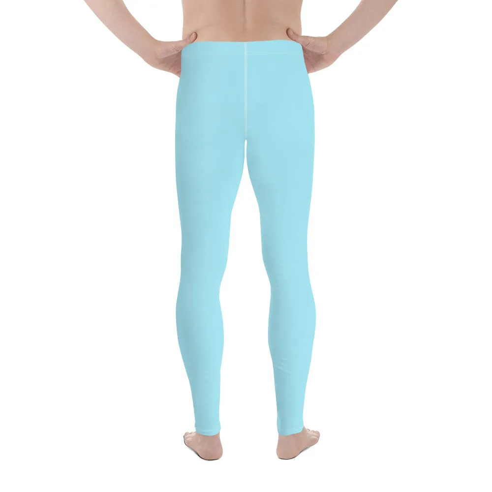 Baby Blue Color Men's Leggings, Modern Solid Blue Color Designer Spandex Men's Tights/Leggings- Made in USA/ MX/ EU