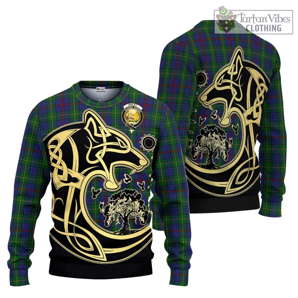 Bailey Tartan Ugly Sweater with Family Crest Celtic Wolf Style