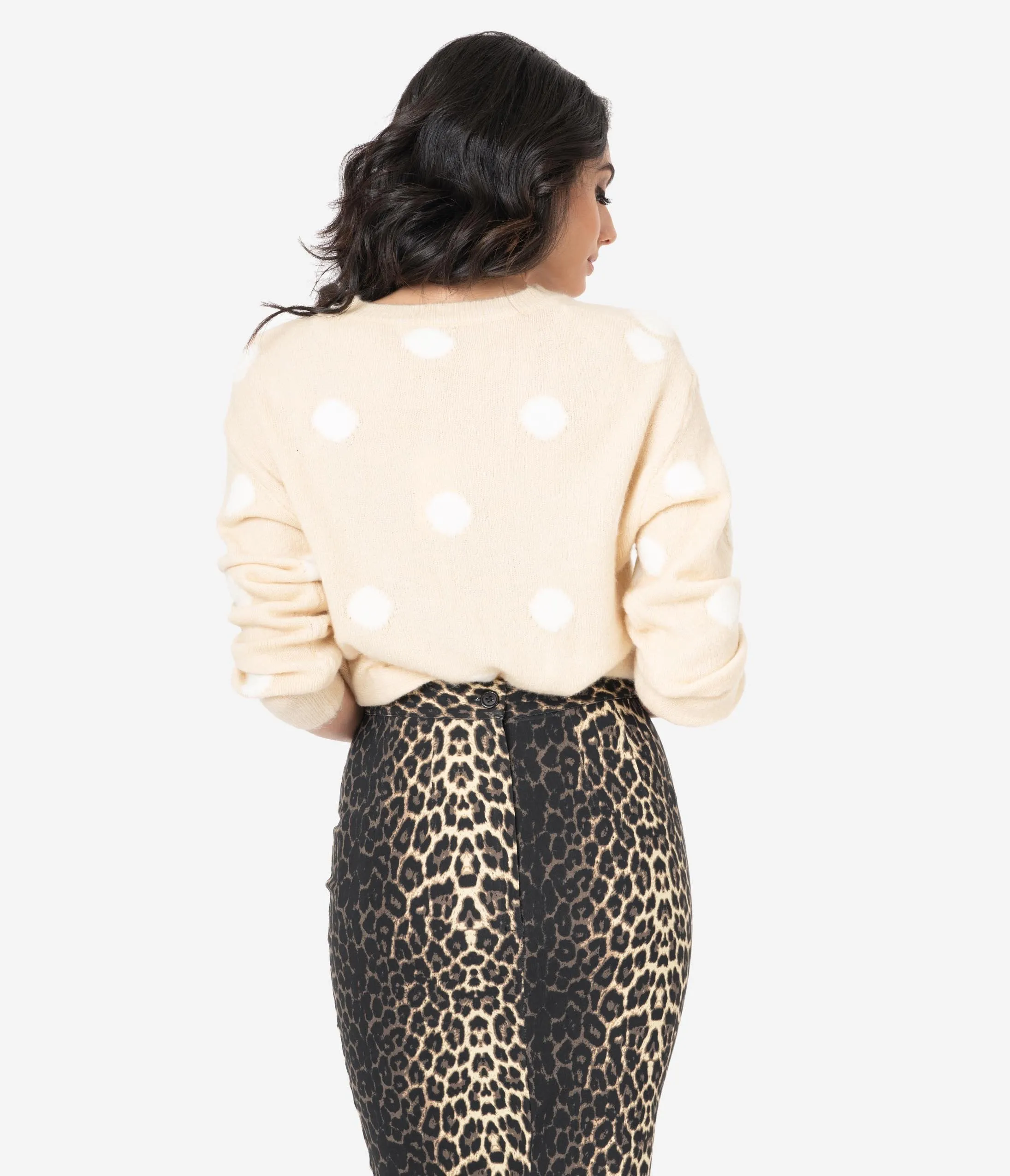 Beige & Ivory Polka Dot Sweater