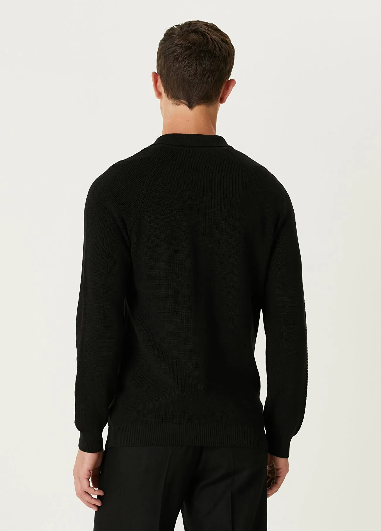 Beymen Club Men Polo Raglan Sleeve Wool Sweater Black