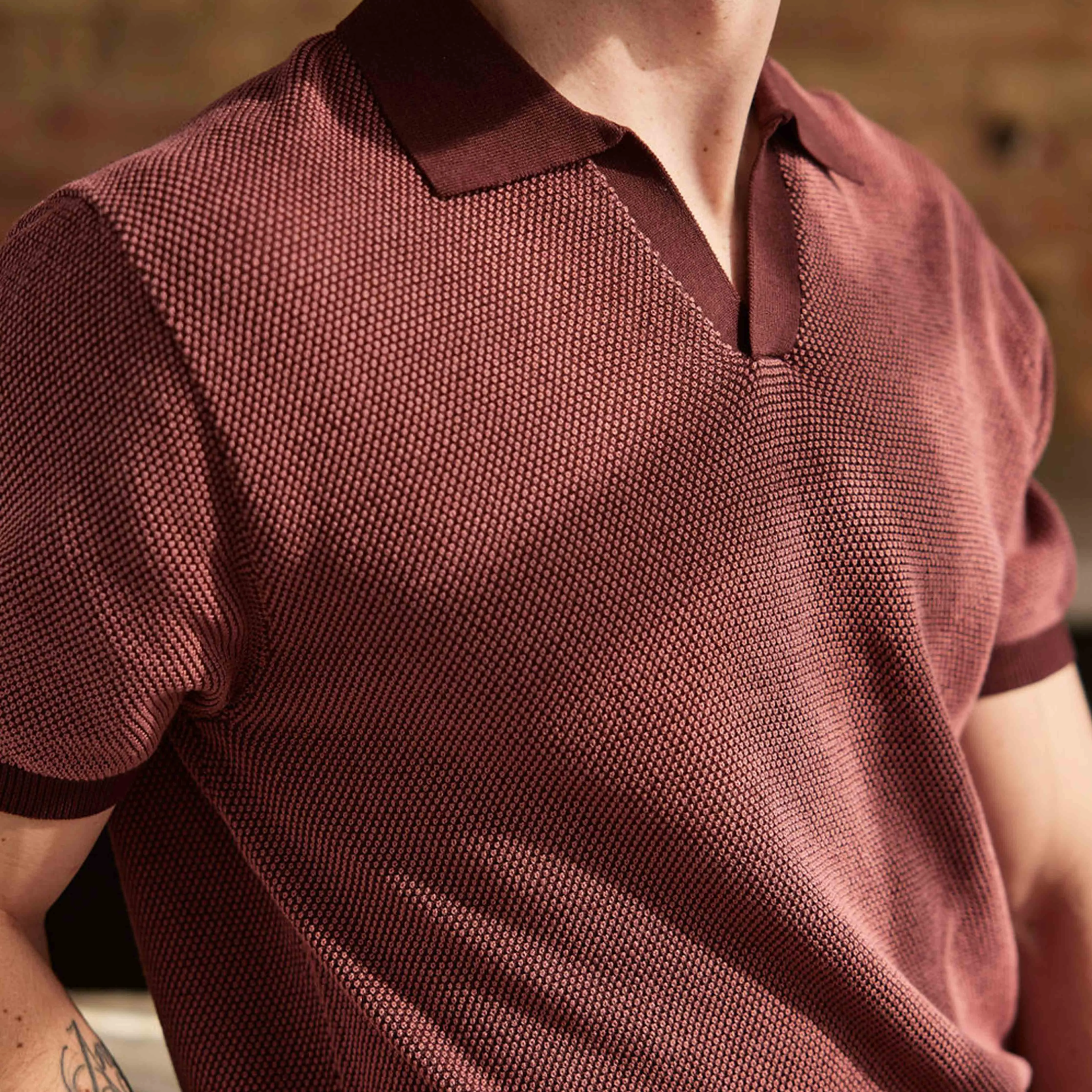 Birdseye Sweater Rosewood Polo