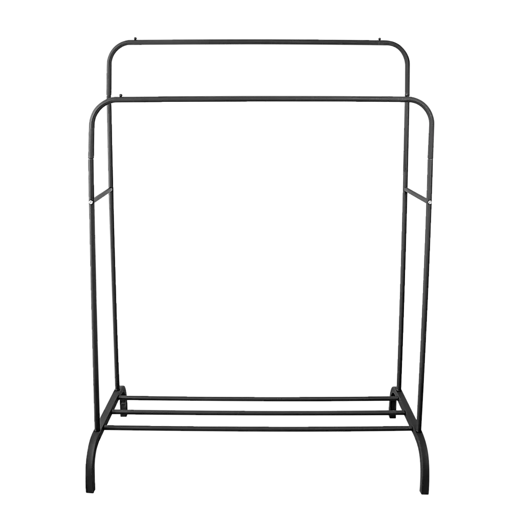 Black Heavy-Duty Double Clothes Rack with Shelf, 30kg