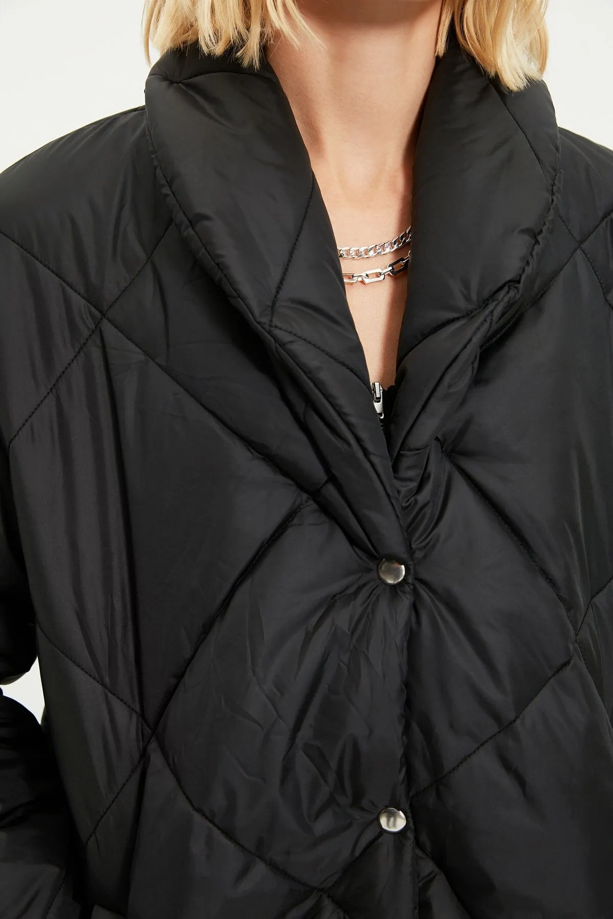 Black Oversize Quilted Coat