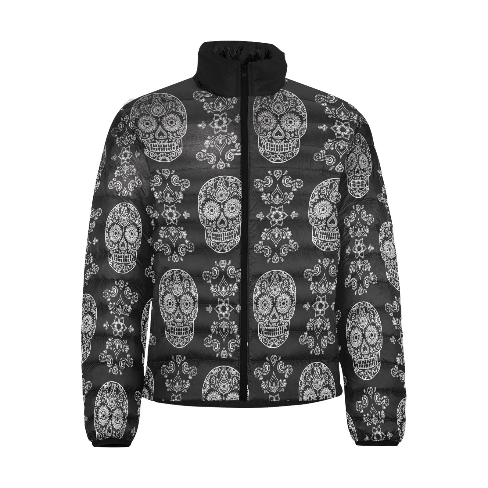 Black Skull Paisley Lightweight Puffer Jacket