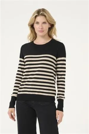 BLACK STRIPED KNIT SWEATER