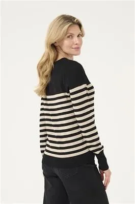 BLACK STRIPED KNIT SWEATER