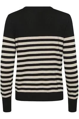 BLACK STRIPED KNIT SWEATER