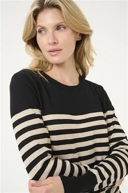 BLACK STRIPED KNIT SWEATER