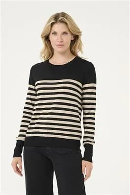 BLACK STRIPED KNIT SWEATER