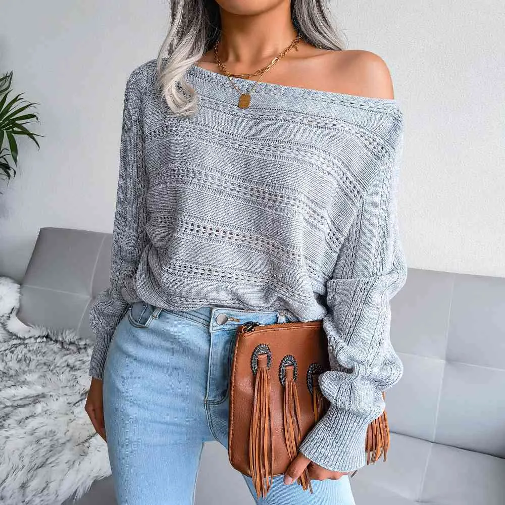 Boat Neck Dolman Sleeve Ribbed Trim Sweater