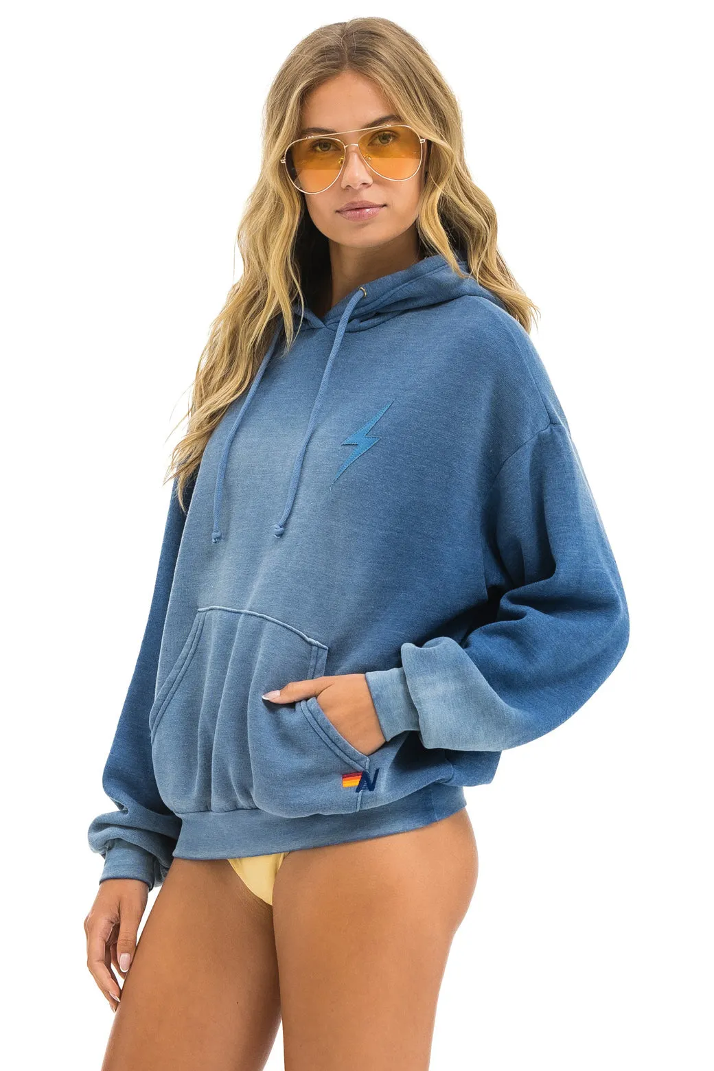 BOLT STITCH 2  RELAXED PULLOVER HOODIE - FADED WATER