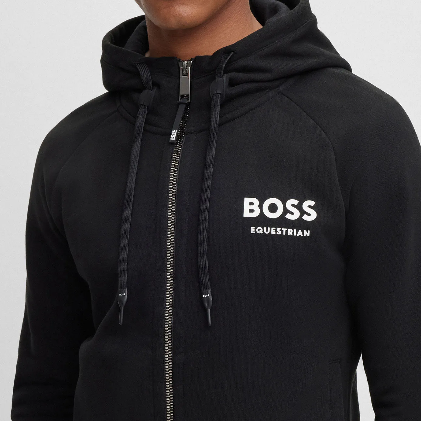 BOSS Equestrian Men's River Signature Stripe Zip Sweater - Black