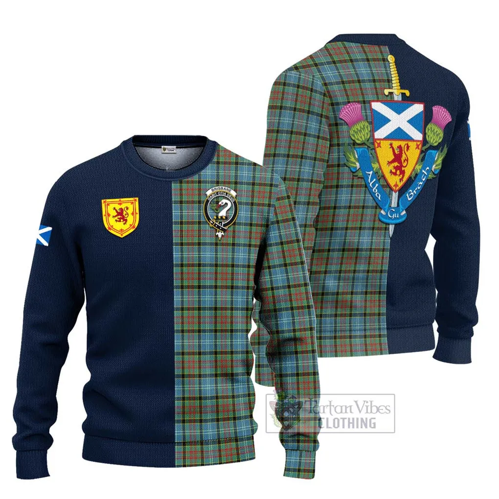 Brisbane Tartan Ugly Sweater with Scottish Lion Royal Arm Half Style