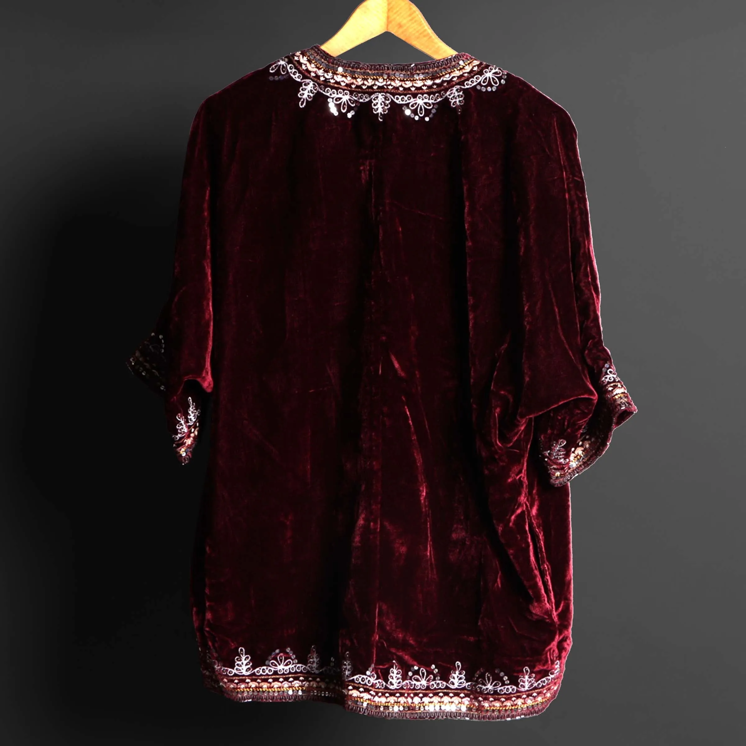 BURGUNDY KIMONO VELVET JACKET #2