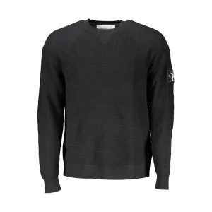 Calvin Klein Elegant Black Wool Sweater - Long Sleeved Crew Neck