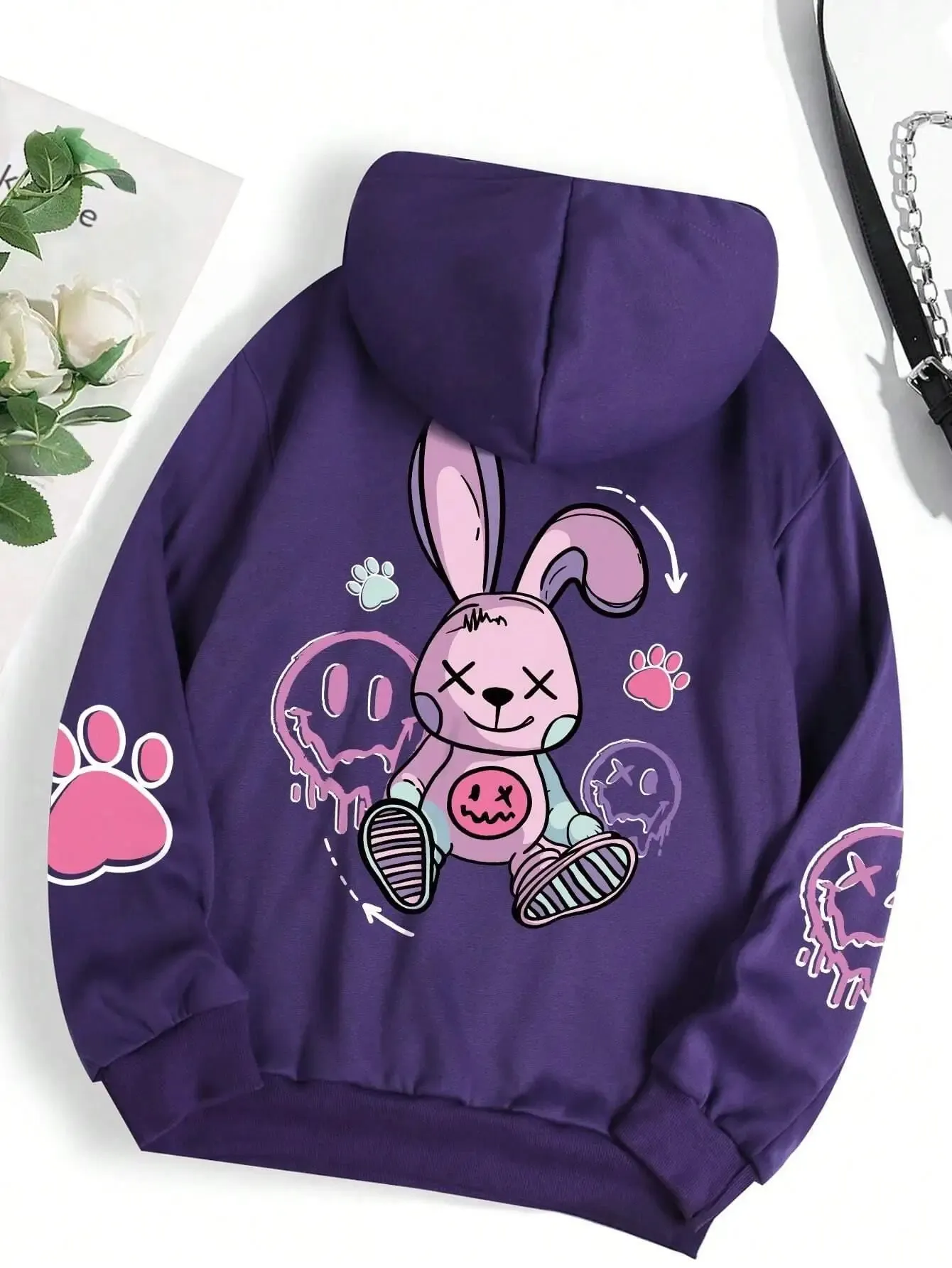 Casual Printed Female Hoodies Oversize Loose Sweatshirts