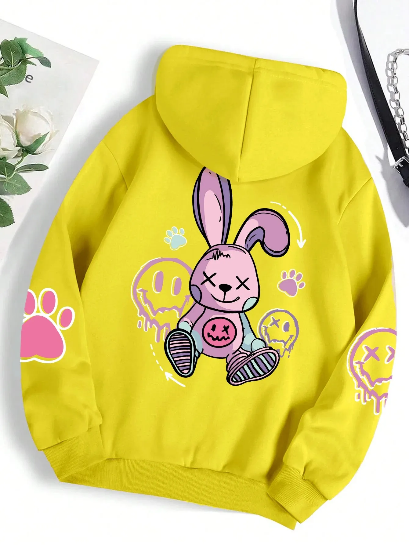 Casual Printed Female Hoodies Oversize Loose Sweatshirts