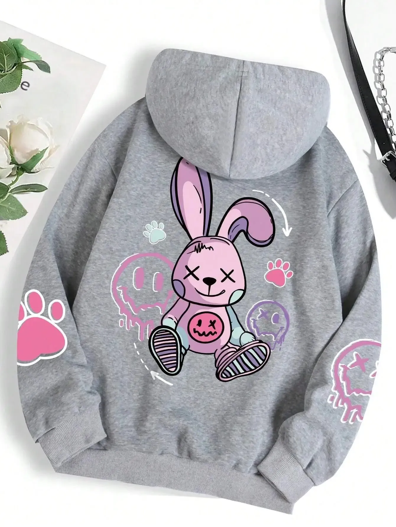 Casual Printed Female Hoodies Oversize Loose Sweatshirts