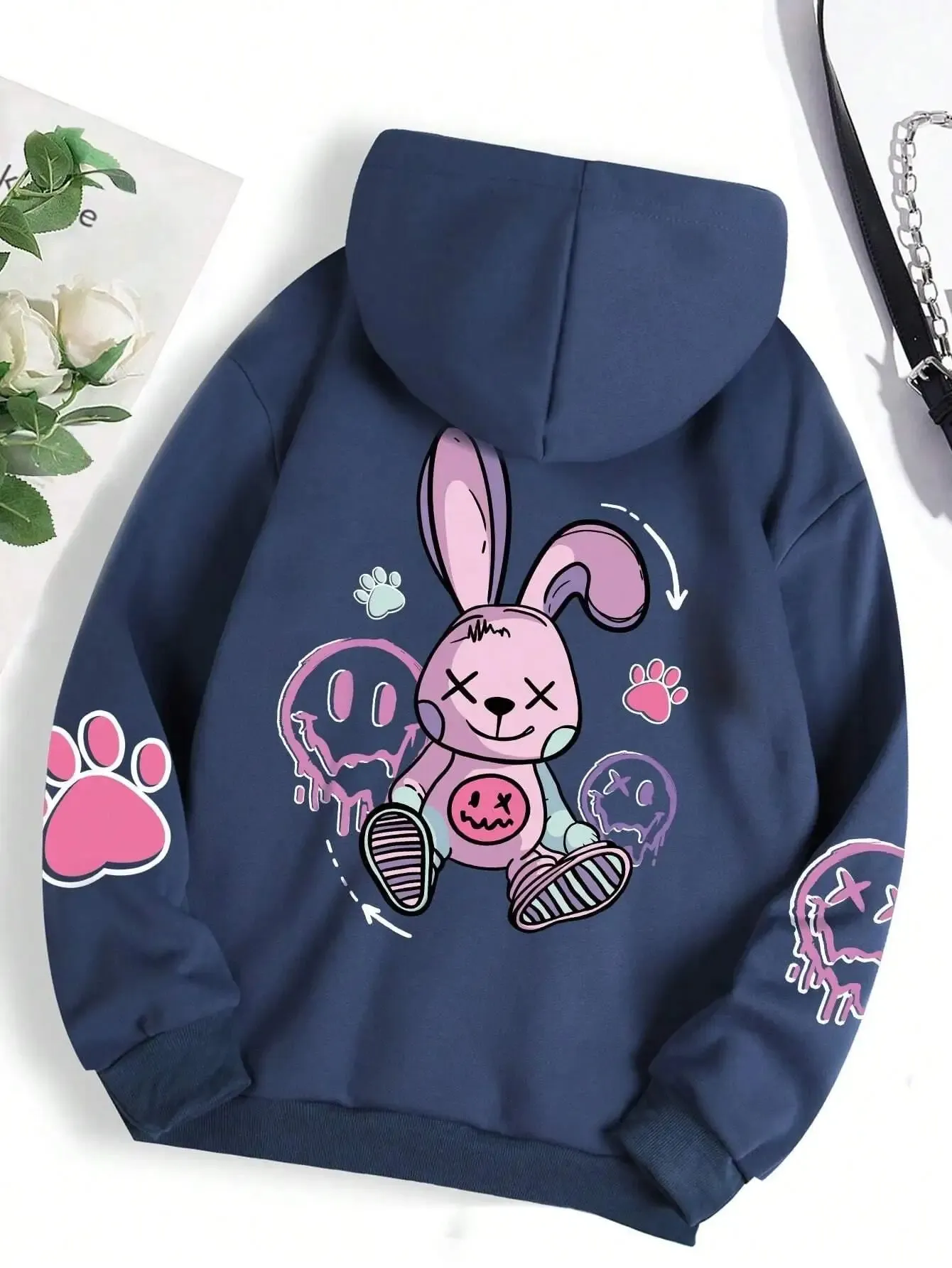 Casual Printed Female Hoodies Oversize Loose Sweatshirts