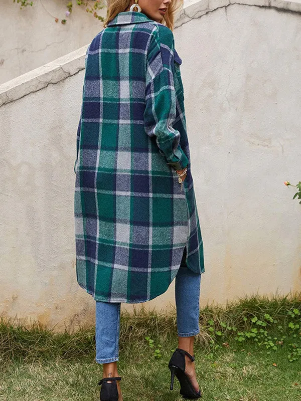 Chic Colorful Plaid Tweed Trench Coat