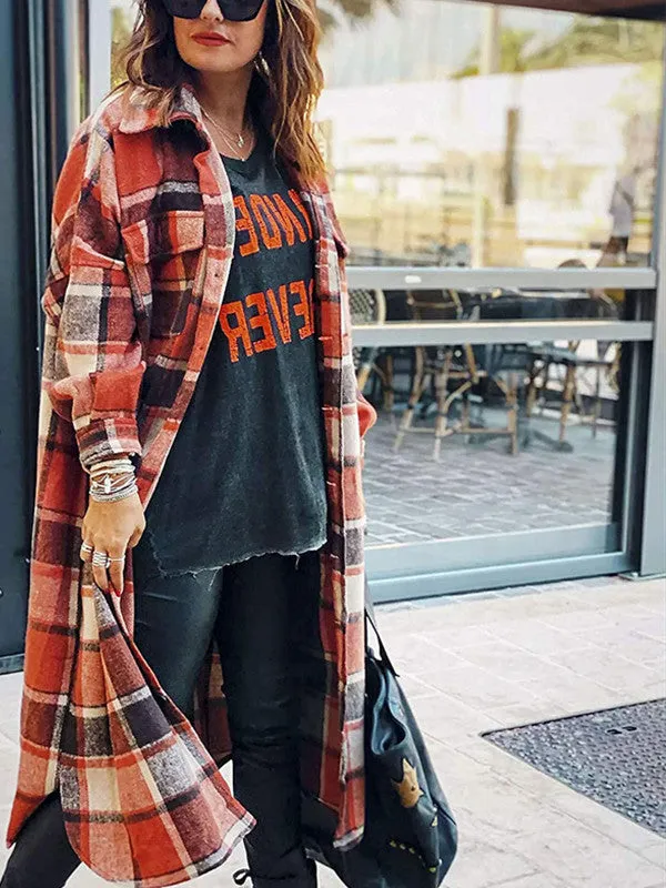 Chic Colorful Plaid Tweed Trench Coat