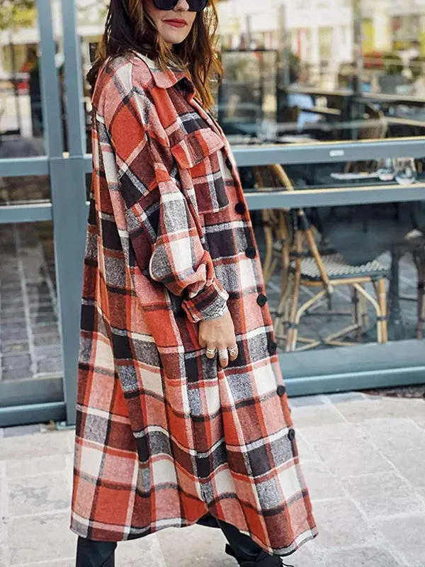 Chic Colorful Plaid Tweed Trench Coat