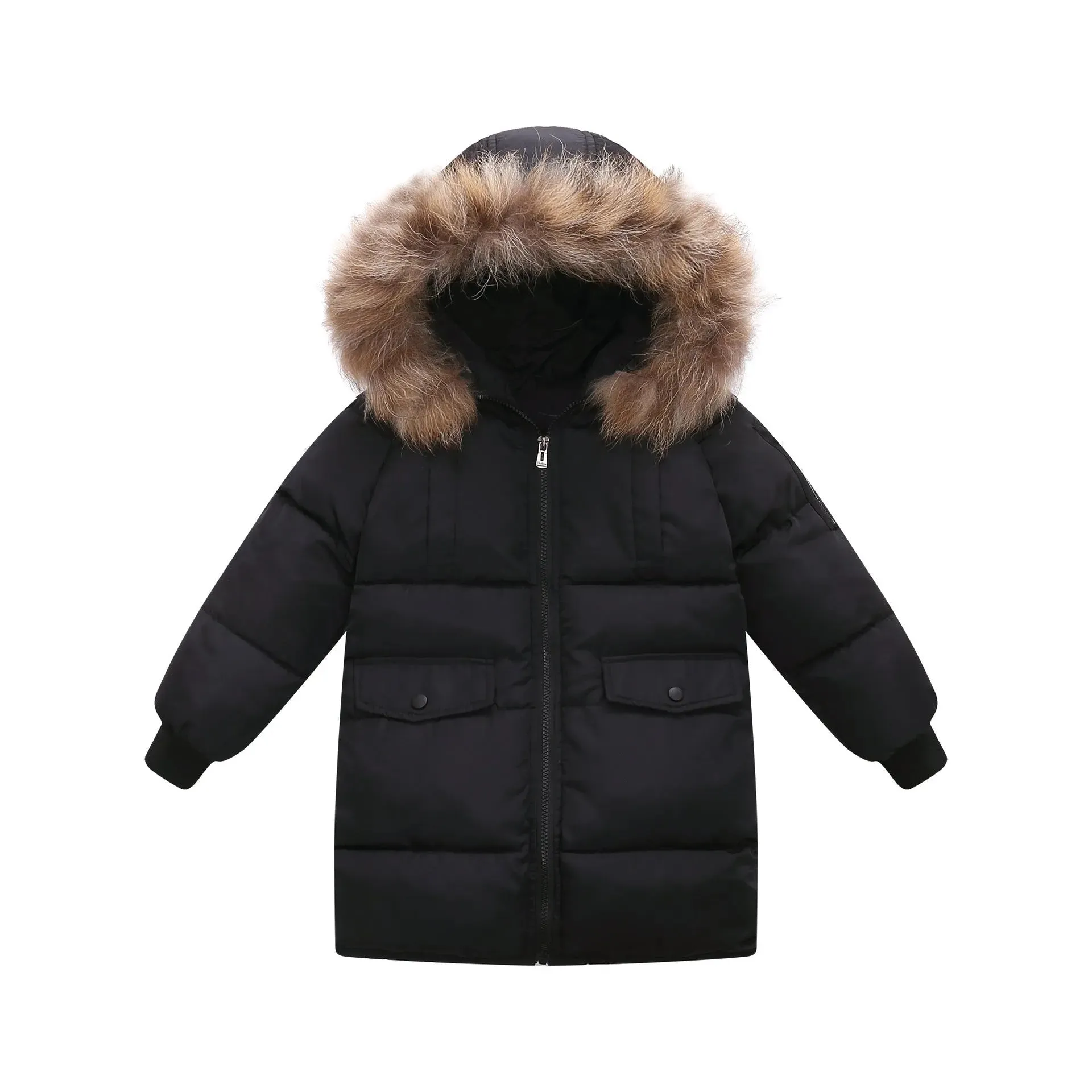 Children's Down And Wadded Jacket Camouflage Fur Collar Detachable Thickened Warm