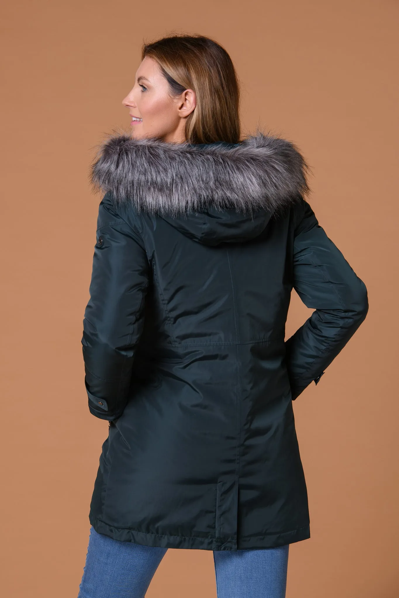 Christine Fur Trim Jacket Green