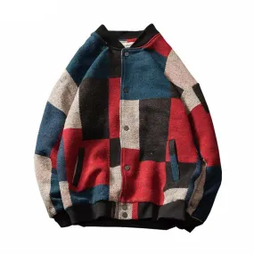 Contras Color Patchwork Style Men Baseball Jacket