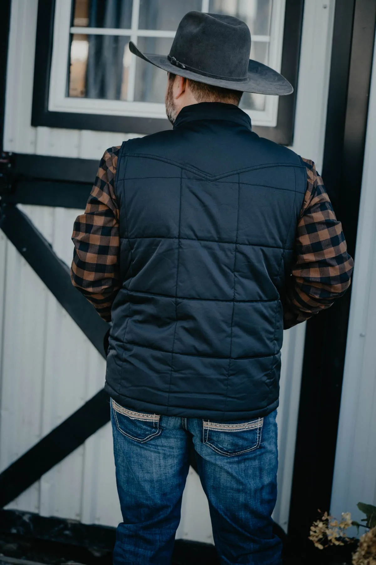 'Dakota' Men's Black Quilted Vest by Kimes Ranch (S Only)