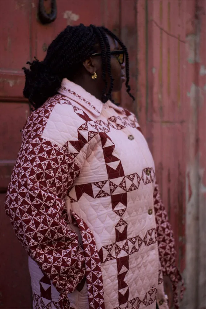 Damson Madder Dahlia Pink and Red Quilted Coat