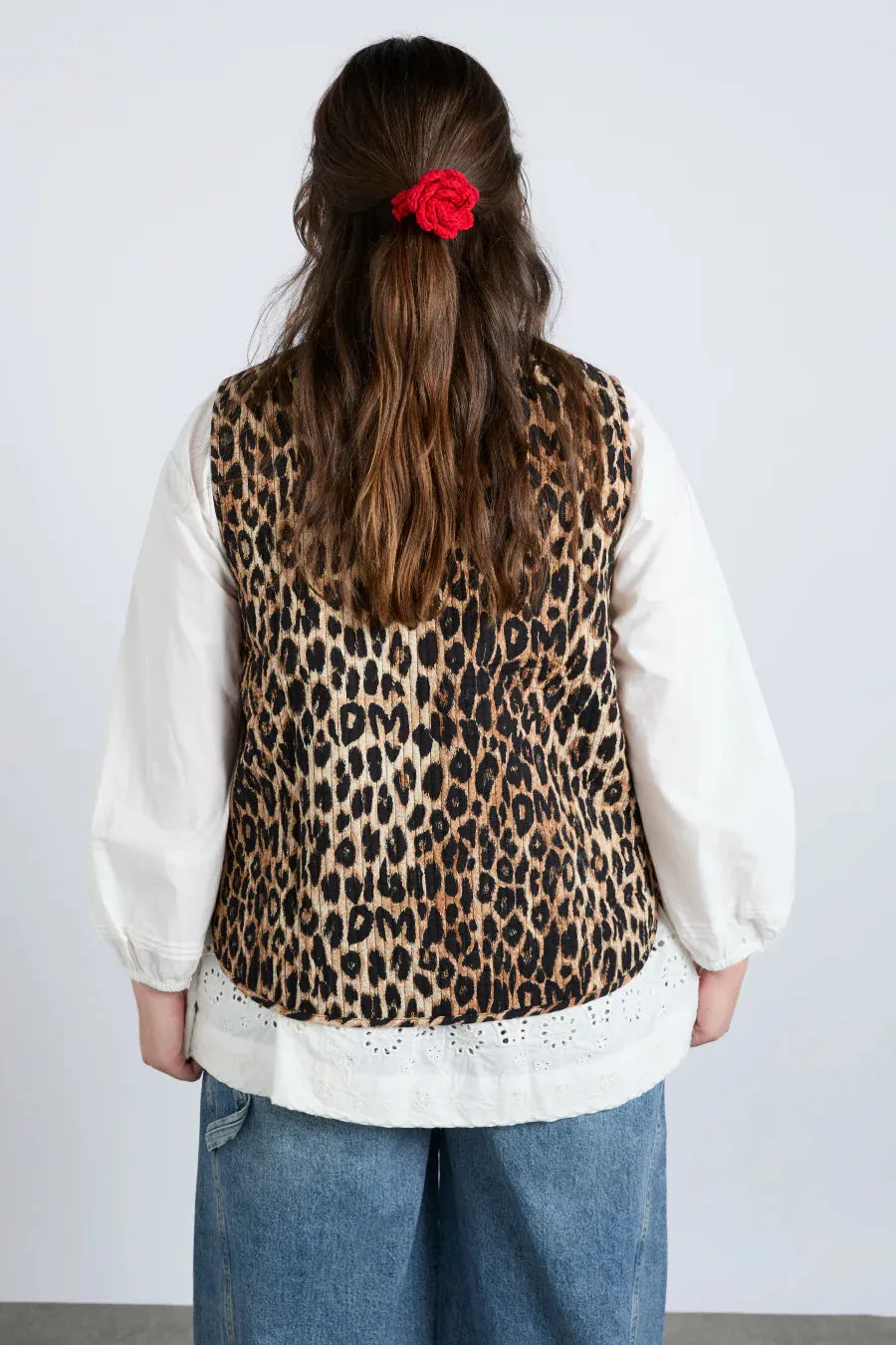 Damson Madder Tilly Tie Front Leopard Gilet