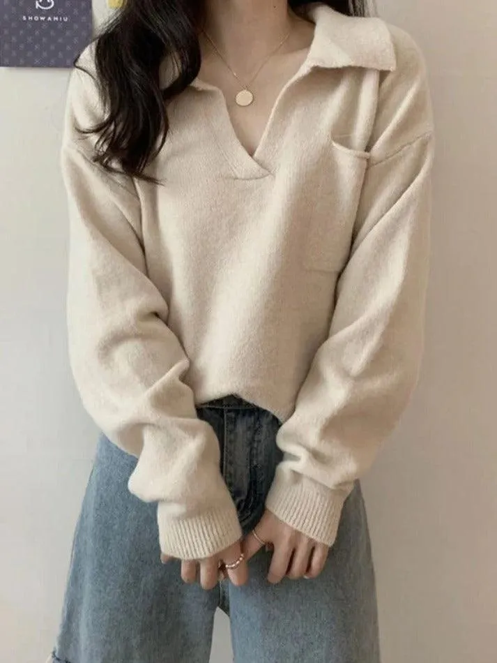 deanwangkt - Pocket Crop Knit Sweater