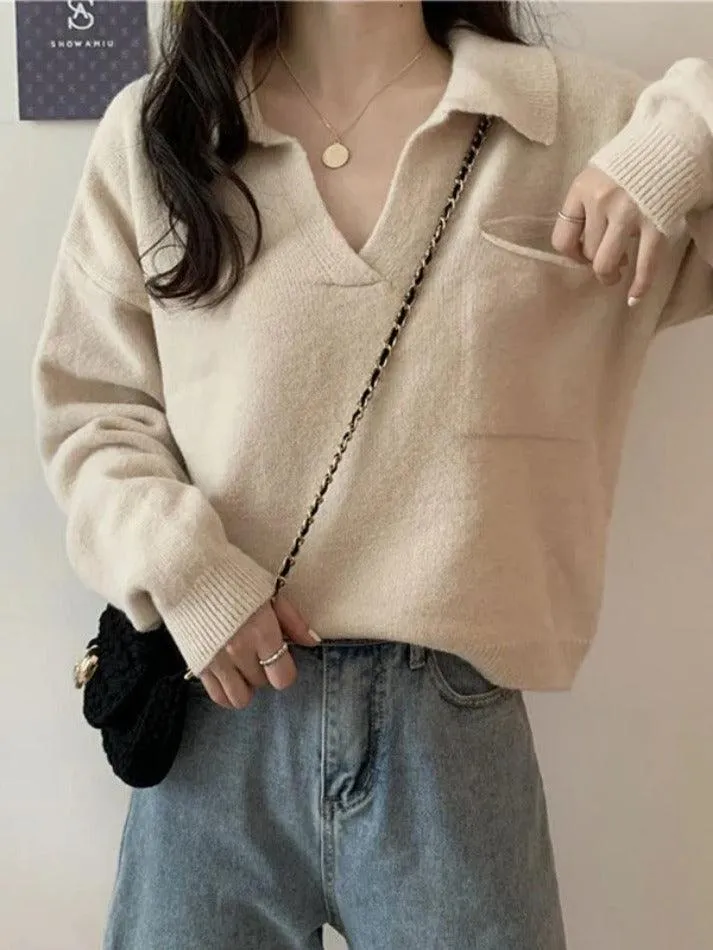 deanwangkt - Pocket Crop Knit Sweater