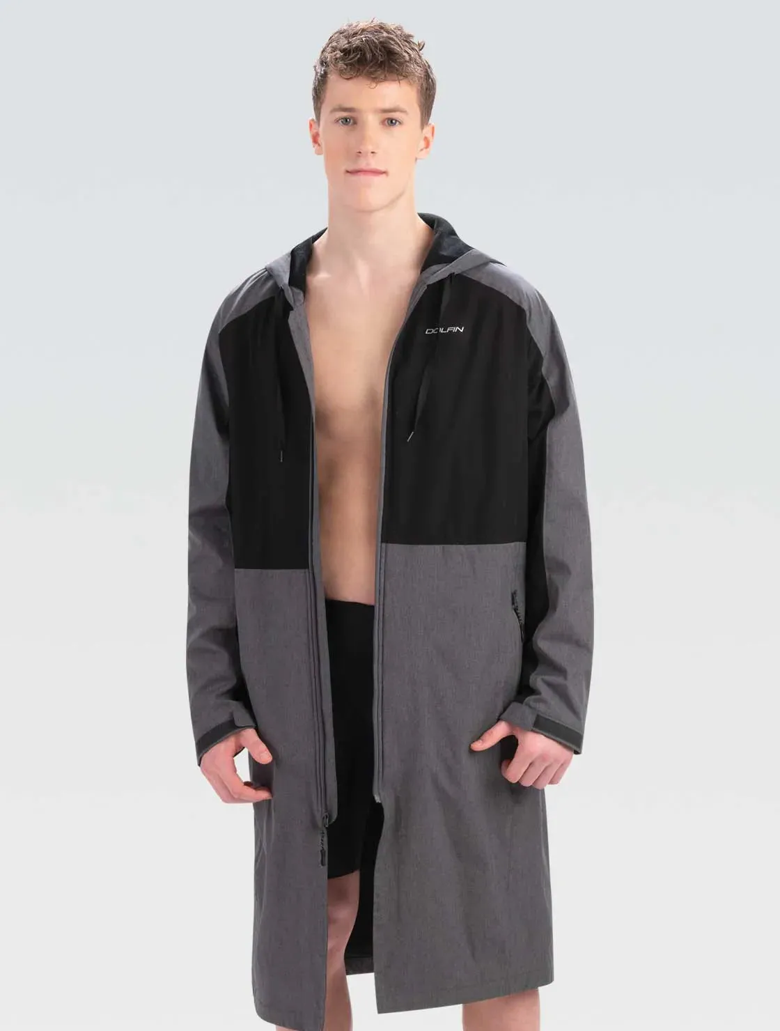 Dolfin Unisex Team Gear Heathered Swim Parka - Gray/Black