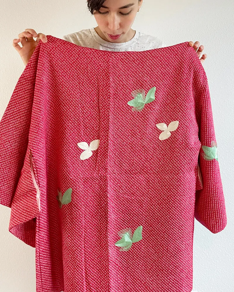 Embroidery of Butterfly, Shibori Haori Kimono Jacket