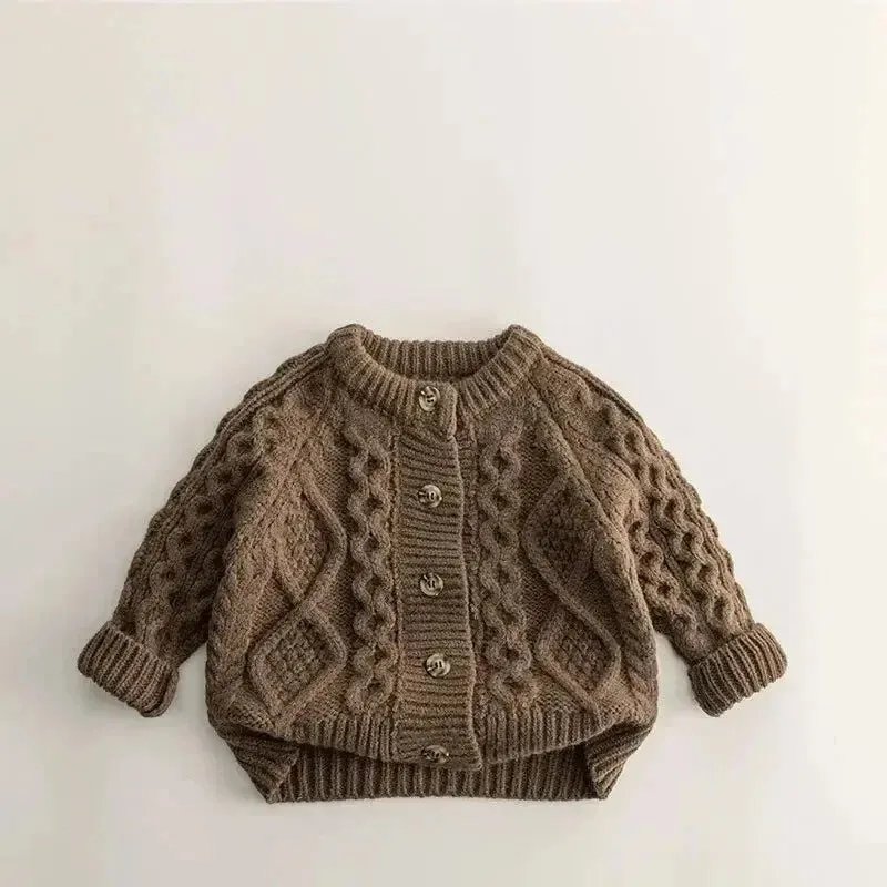 Fashion Baby Girl Boy Knit Cardigan Infant Toddler Child Sweater Autumn Winter Spring Knitwear Coat Baby Clothes 12M-7Y