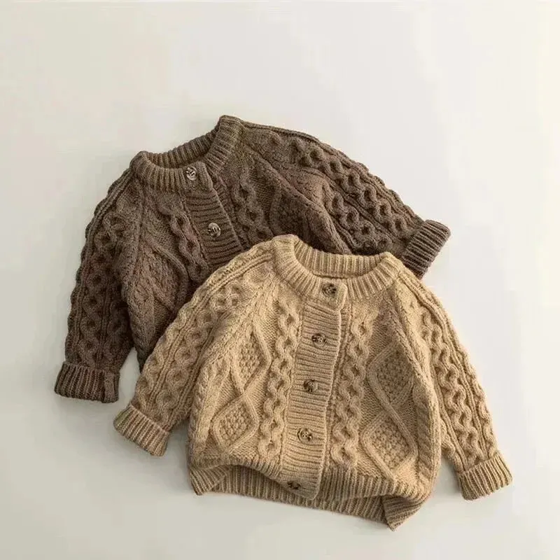 Fashion Baby Girl Boy Knit Cardigan Infant Toddler Child Sweater Autumn Winter Spring Knitwear Coat Baby Clothes 12M-7Y