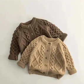 Fashion Baby Girl Boy Knit Cardigan Infant Toddler Child Sweater Autumn Winter Spring Knitwear Coat Baby Clothes 12M-7Y