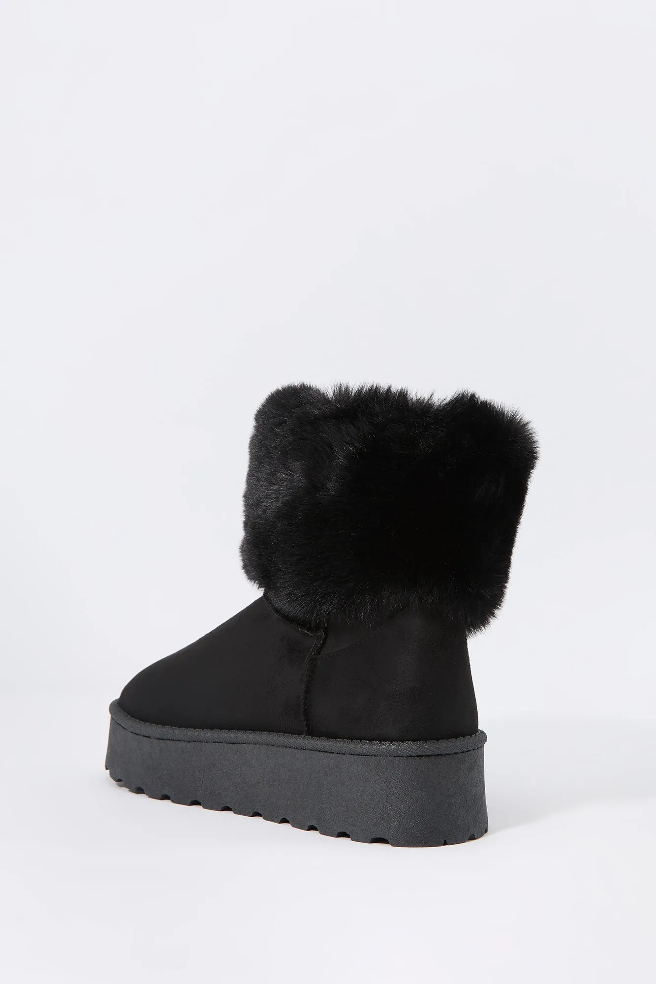 Faux Fur Collared Platform Booties