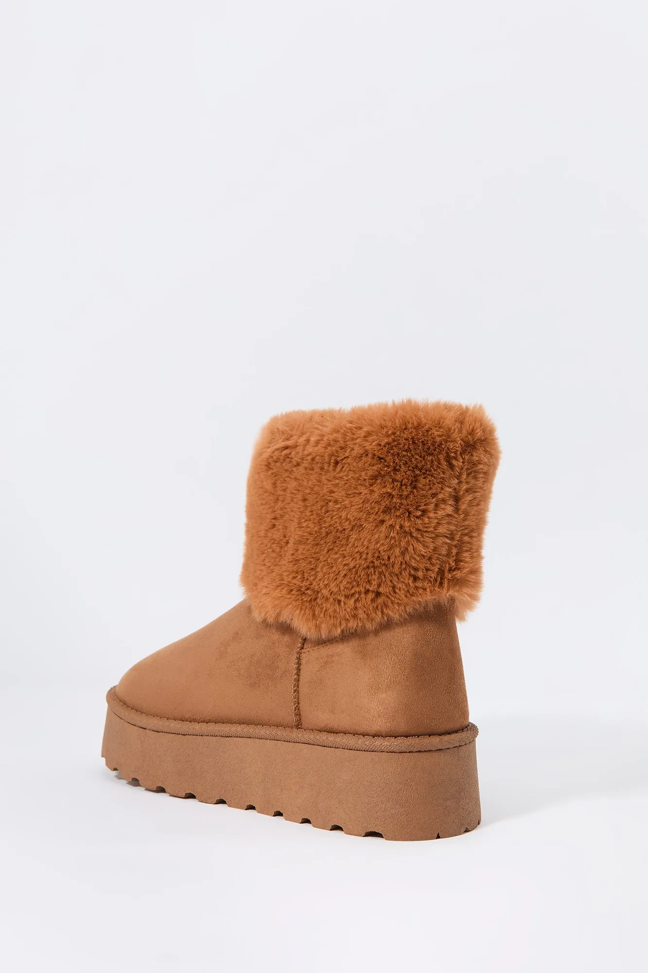 Faux Fur Collared Platform Booties