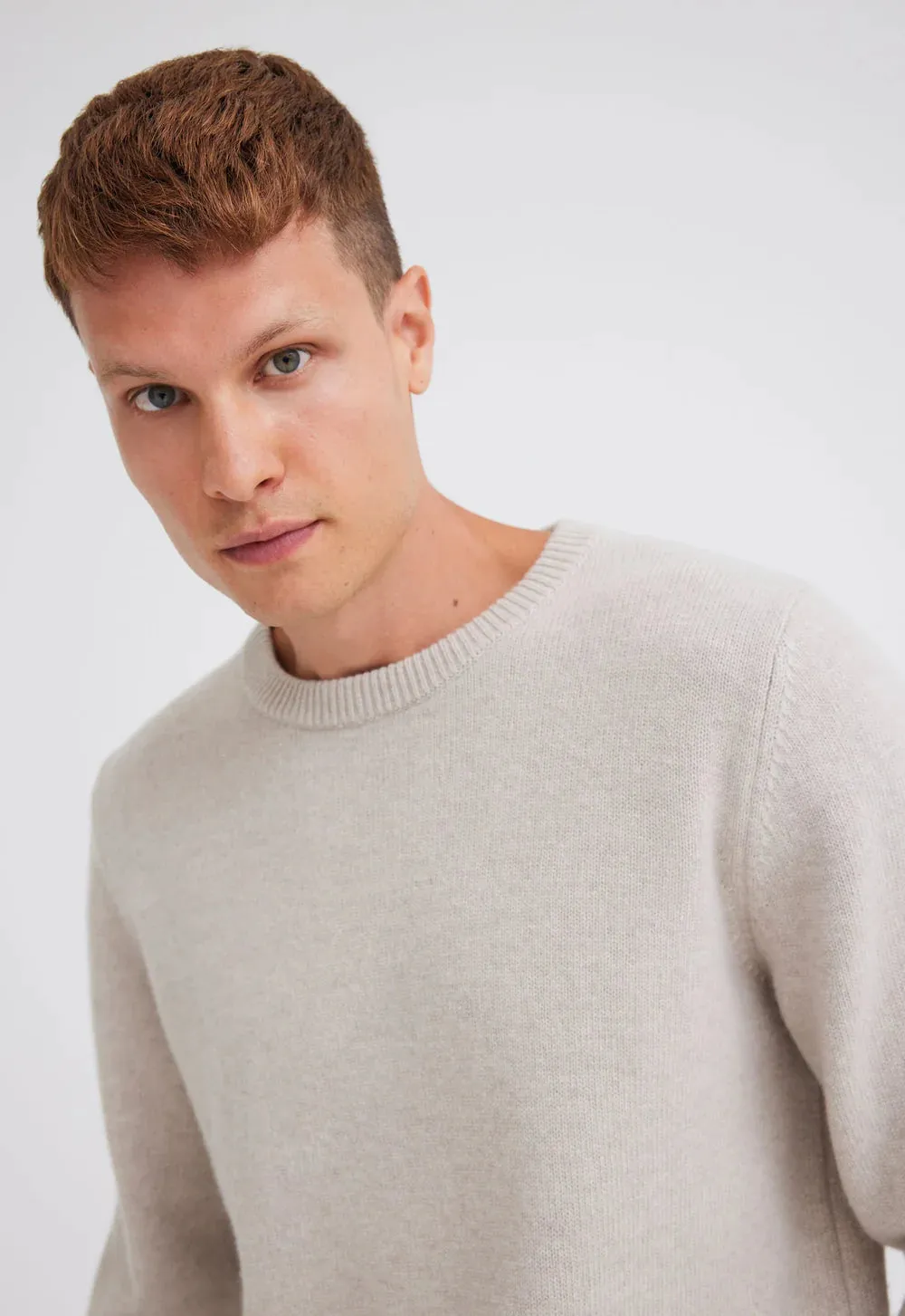 Foley Lambswool Sweater in Flaxen Beige