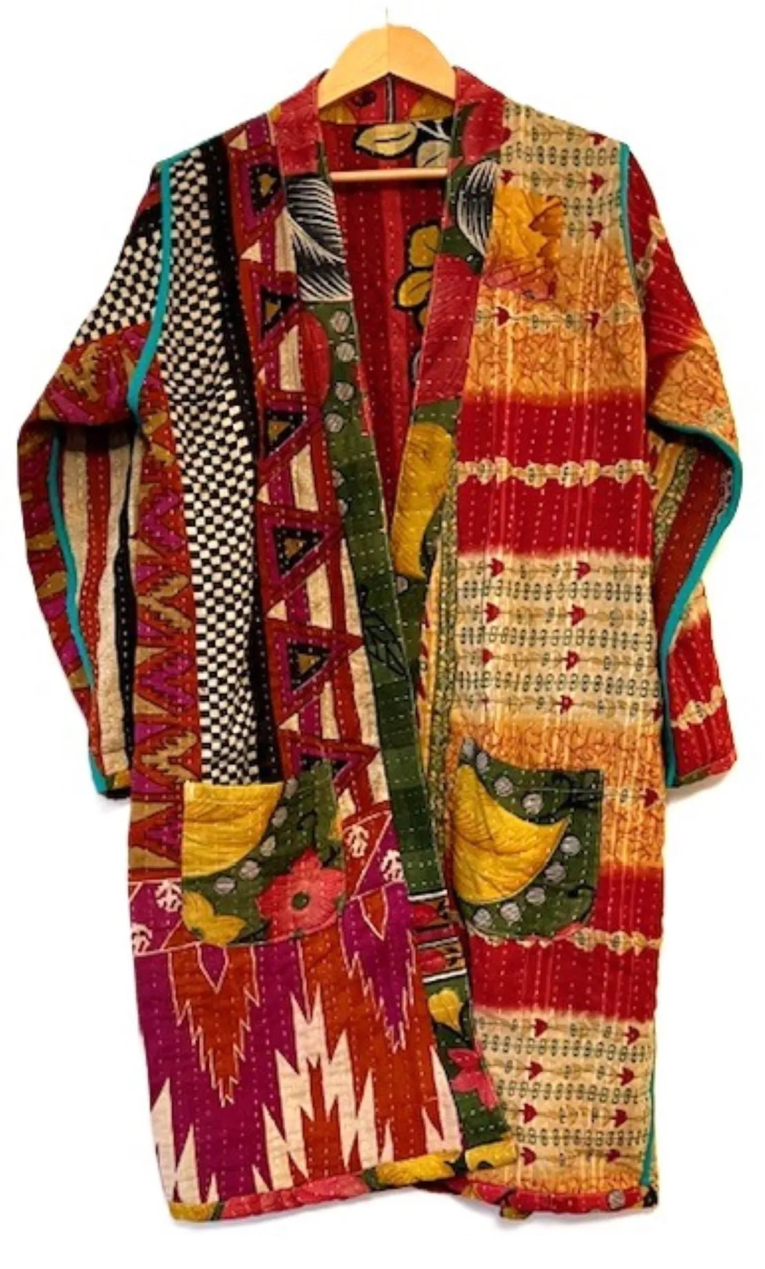 Fully Reversible Cotton Quilted Kimono Duster.  Great Print For Year Round Use. (Floral)